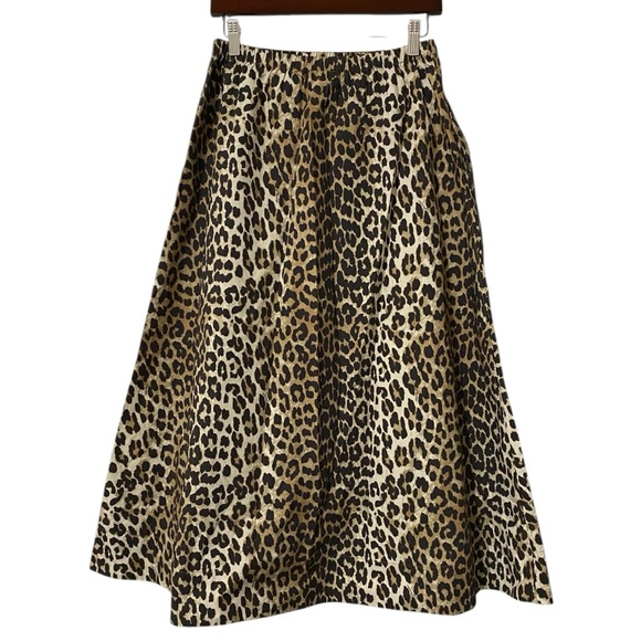 NWT Ganni Leopard Print Organic Cotton Skirt Size EU 36 / US 4 - Picture 8 of 12
